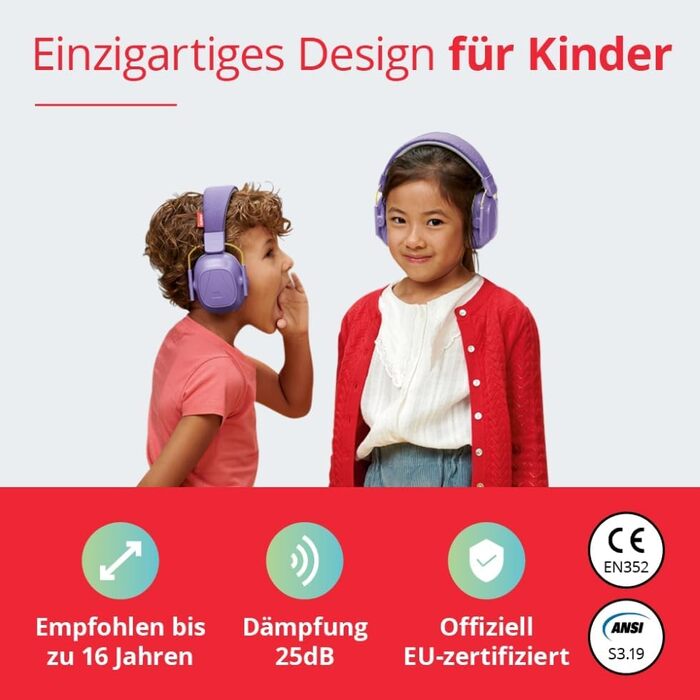 Дитячі навушники шумозахисту Alpine Muffy – комфортний захист вух для дітей до 16 років (фіолетовий)