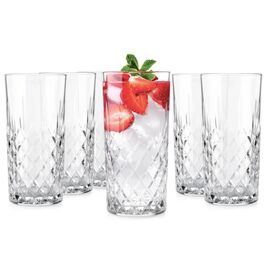 Набір склянок Glasmark Krosno для води, коктейлів та лонгдринків 6x300 мл з кришталевим ефектом, прозорі, для посудомийної машини