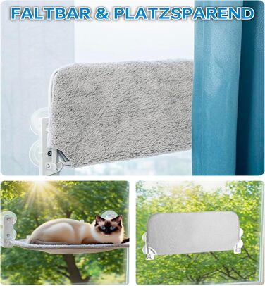 Кішка ліжко на вікно - гамак для котів з міцними присосками до 18 кг, знімний та перевертаний чохол, Fatbar & Stabi (Сірий, L)