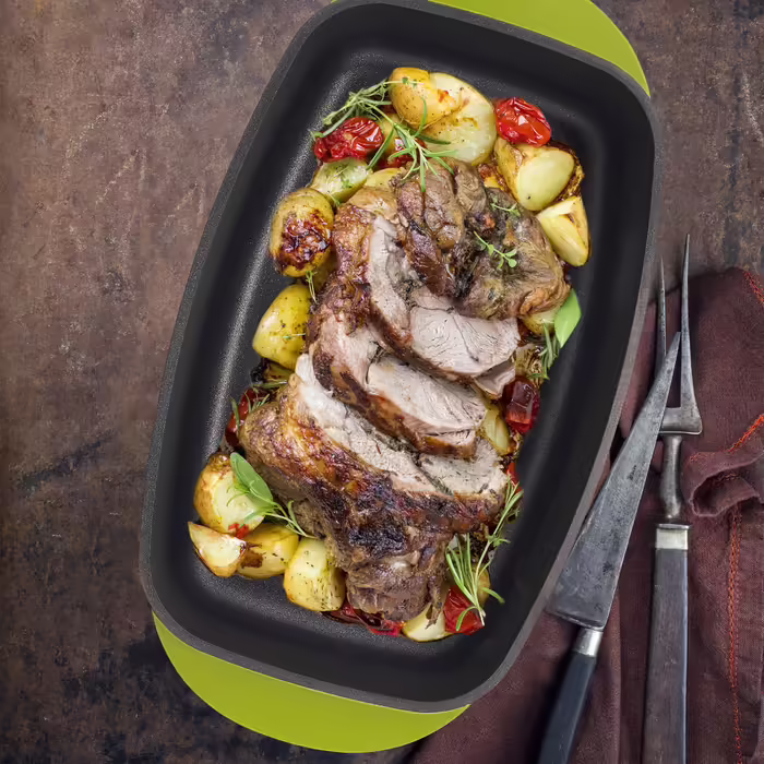 Relaxdays Green Roasting Pan with Glass Lid