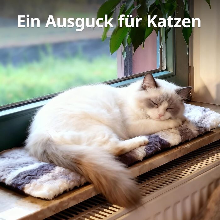 Самогріюча лежанка для котів на підвіконня, 90x28 см, м'який знімний чохол, сіра