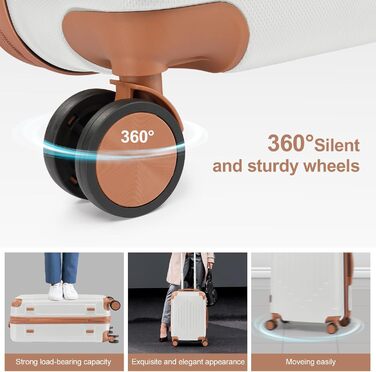 Набір валіз LEADZM 3 шт. з захистом кутів, ABS, телескопічний ручка, ручна поклажа, контрастне забарвлення (кремово-білий)