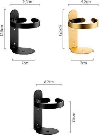 Wall-Mounted Toothbrush Holder No Drilling - Toothbrush Holder, Toothbrush Holder Bracket, Toothbrush Cup Holder, Self-Adhesive, Travel, Aluminum, Bathroom Mounted (Gold, 9.2x7x12.5cm)