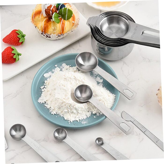 Mikinona 15St Measuring Spoon Conversion Chart Portable Rice Spoon Measuring Cup Baking Mini Shovel Measuring Cup Set Measuring Cups Set Kitchenware Multipurpose Shovel Stainless Steel Silver