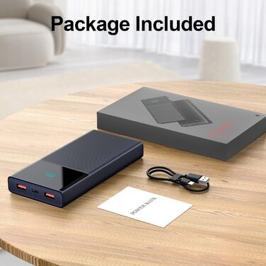 Портативний зарядний пристрій Power Bank 13000mAh з 2 вбудованими кабелями, LED-дисплеєм, підтримкою швидкої зарядки PD, сумісний з iPhone, Android та іншими пристроями (1 шт) - (Блакитний)