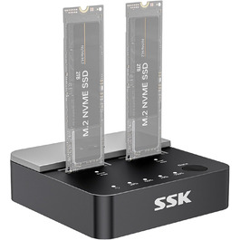 Док-станція для SSD NVMe M.2 (Dual Bay) SSK - 20Gbps, USB 3.2 Gen 2X2, Клонування, для ПК