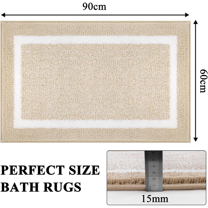 Килимок для ванної кімнати SHACOS: неслизький, м'який, водопоглинаючий, 60 x 90 см