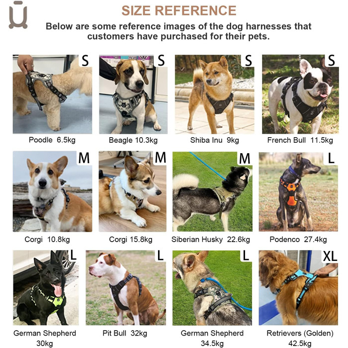 Нагрудник для собак No-Pull, анти-тягнучий, великий, середній, малий - м'який, дихаючий, регульований, світловідбиваючий, з м'якою ручкою (XL, камуфляжний коричневий)