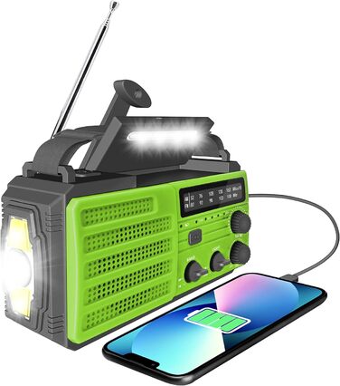 Радіо з ручним приводом Solar Kurbelradio - аварійне радіо з сонячною панеллю, ліхтарик, USB-зарядка, SOS, для кемпінгу та виживання