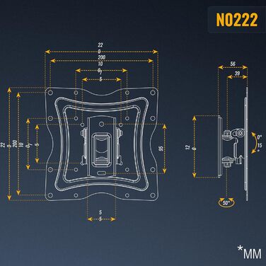 Настінне кріплення для телевізора RICOO F2044 32-55 дюймів, ультратонке, до 35 кг, VESA 400x400 мм, для OLED/Curved