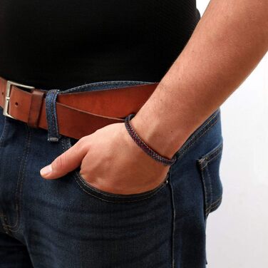 Чоловічий шкіряний браслет Casisto.J з гравіюванням, коричневий, плетений, з магнітною застібкою (22 см, індивідуальний колір - бордовий)