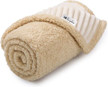 Водонепроникний плед для собак Luciphia, миючий, для собак, котів, цуценят. М'який флісовий плед з Sherpa для ліжка, дивана, софи. Розмір 102*145 см, бежевий