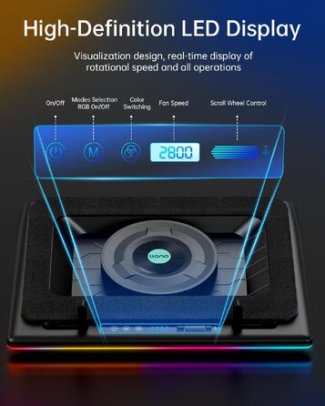 Ігровий охолоджувач для ноутбука llano V12 RGB з потужним турбовентилятором 5.5