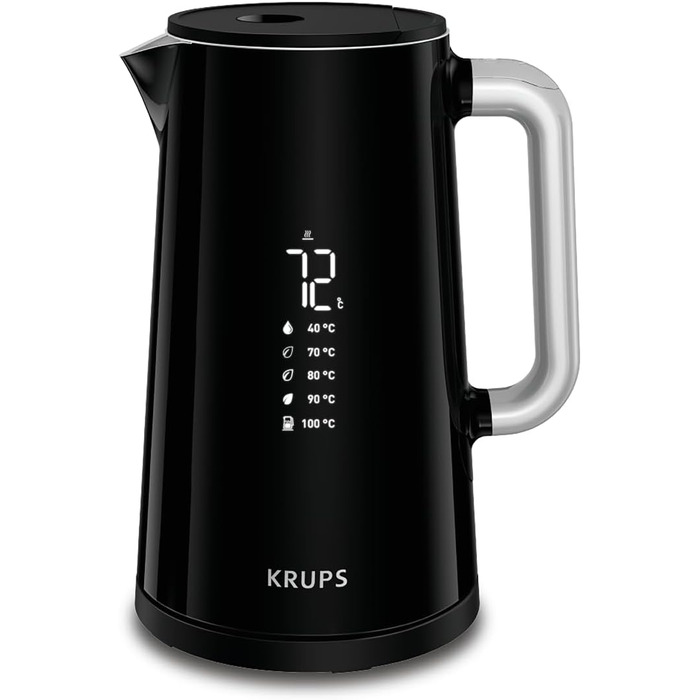 Krups Smart'n Light Kettle, 5 Temperatures, 1.7 Liter Capacity, Stainless Steel Interior, Double-Walled, Black, BW801810