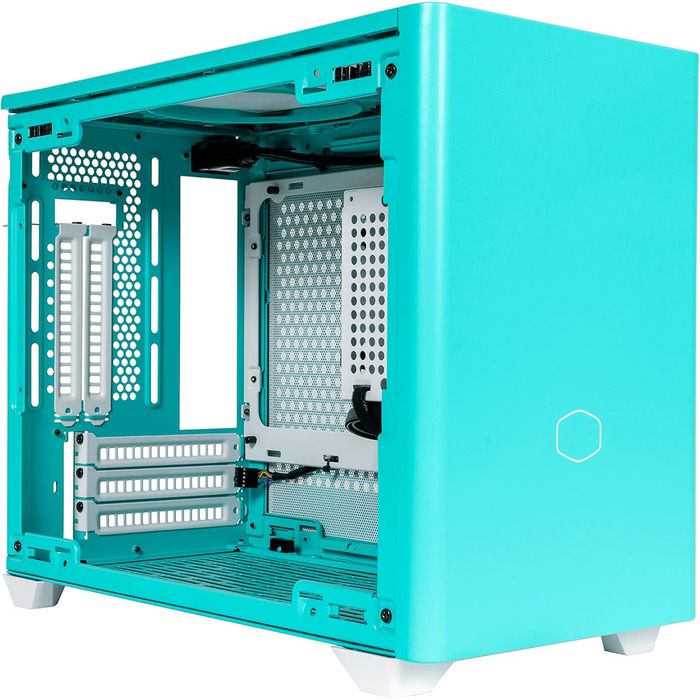 Корпус Mini-ITX Cooler Master MasterBox NR200P Caribbean Blue з загартованим склом, вертикальним кріпленням GPU та покращеною вентиляцією