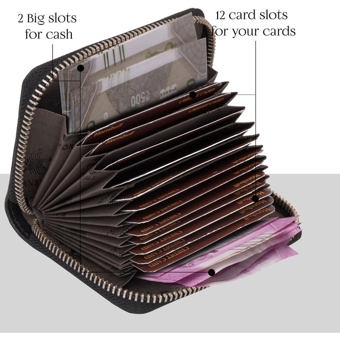 Чоловічий шкіряний гаманець з RFID-захистом HORNBULL | Вертикальний картхолдер з блискавкою (Чорний)