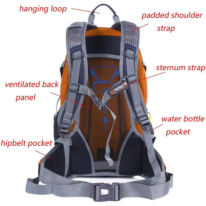 EGOGO 30L Waterproof Hiking Backpack Camping Backpack with Rain Cover Running Cycling Outdoors S2310 (Orange)