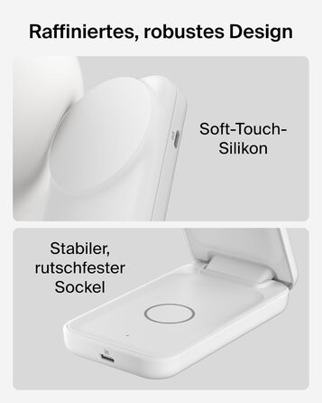 Беспроводная зарядка Belkin UltraCharge Qi 2.2 2-в-1 25W MagSafe сумісна для iPhone 17, iPhone Air, AirPods, Pixel – біла з USB-C адаптером 45W