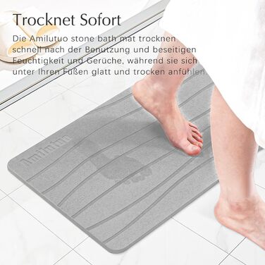 Amilutuo Badematte Stein, Diatomite Stone Bath Mat, Non-Slip Stone Bath Mat, Quick-Drying Stone Bath Mat (Dark Gray C, 60 x 39 cm) Dark Gray Curved Pattern 39x60cm