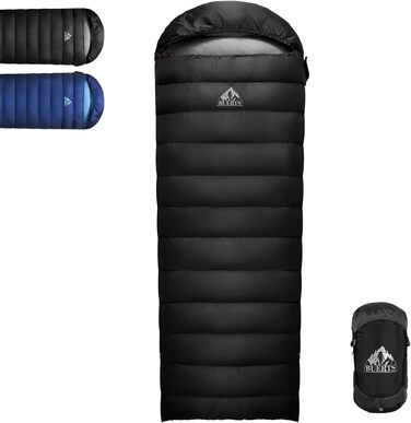 Спальний мішок зимовий Daunenschlafsack Winter: теплий та легкий, 680FP+, 0°C, для дорослих та дітей, підходить для походів, альпінізму та кемпінгу. Чорний колір