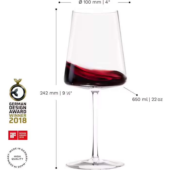 Stölzle Lausitz Bordeaux Glasses Power 6-Piece Set 650 ml – High-quality wine glasses ideal for Bordeaux – Modern Bordeaux bowls made of crystal glass for maximum flavor development – Dishwasher & impact resistant