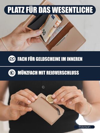 Чоловічий міні-портмонело Travison® SMART з відділенням для монет та купюр, RFID-захистом, картхолдер (темно-бежевий)