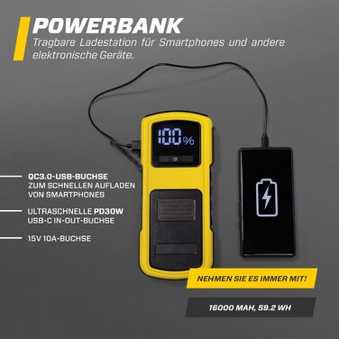 Бустер для авто MAXTOOLS JS500 2200A 22Ah — Пусковий пристрій (Jump Starter) для 12V дизельних та бензинових двигунів, Powerbank з LED-ліхтарем та USB