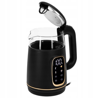 Електричний скляний чайник Adler, 1,7 л, 2200 Вт, з регулюванням температури