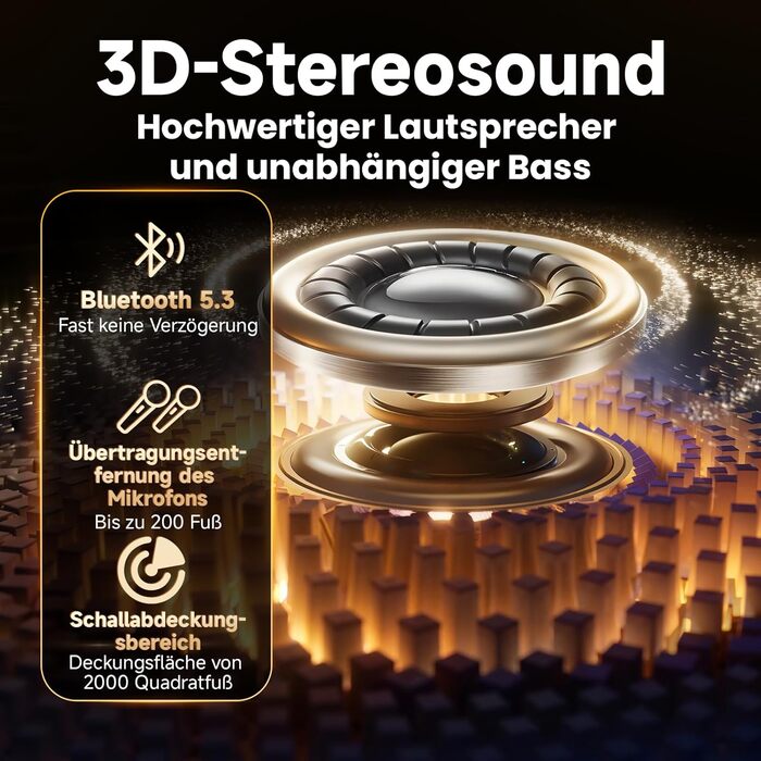 Караоке машина з 2 мікрофонами, портативна караоке система з бездротовими мікрофонами, Bluetooth колонка з LED-підсвіткою для дорослих та дітей, TX06 -NEW