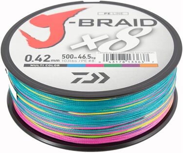 Плетений шнур Daiwa J-Braid 8, 500 м, 0,35 мм, різнокольоровий