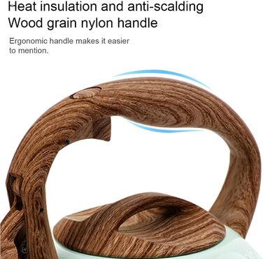 Чайник індукційний 3L з нержавіючої сталі з свистком, для плити, з дерев'яною ручкою, Off White