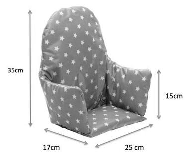 Подушка-вкладиш для дитячого стільчика IKEA Antilop 37x36x24 см, сіра з білими зірками, м'яке сидіння для високого стільця