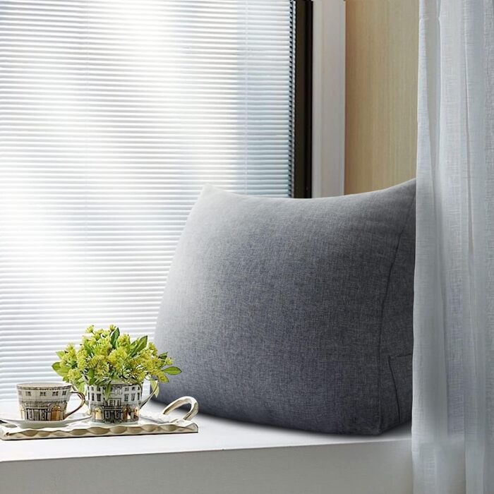 Підголовник для спини Johnear: трикутна подушка для ліжка, дивана, читання (сірий, 45x20x35 см)