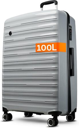 Чемодан великий 100 літрів з TSA замком: валіза, ролер, валіза з жорстким корпусом, валіза XL сірого кольору