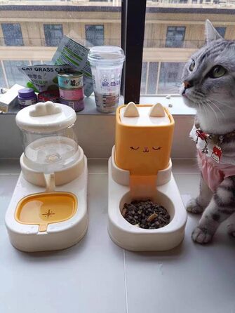 Автоматичний диспенсер корму та води для тварин, 2.2L + 1.8L (жовтий)