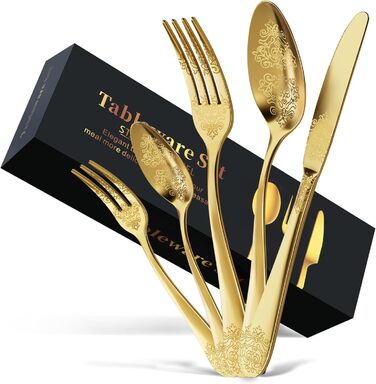 Набір столових приборів DRAGON RIOT на 6 осіб (30 предметів) з нержавіючої сталі, рожеве золото, для дому/вечірки/ресторану