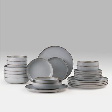 Набір посуду Kutahya Porselen (24 елементи) – 12-ти частинний сервіз для 4 осіб, сучасний порцеляновий посуд, Pearl Grey