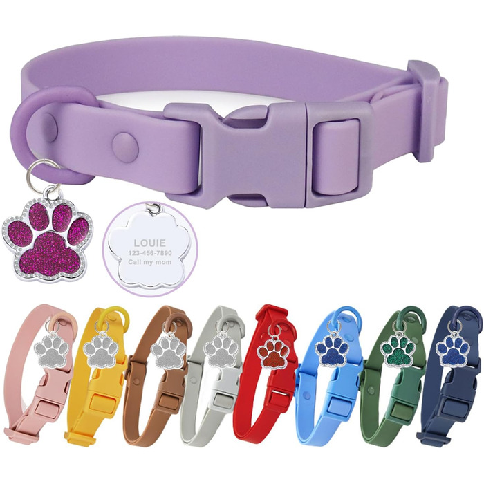 Нашийник для собак з металевою застібкою, двосторонній з іменем та номером телефону, регульовані розміри для маленьких собак, M та L