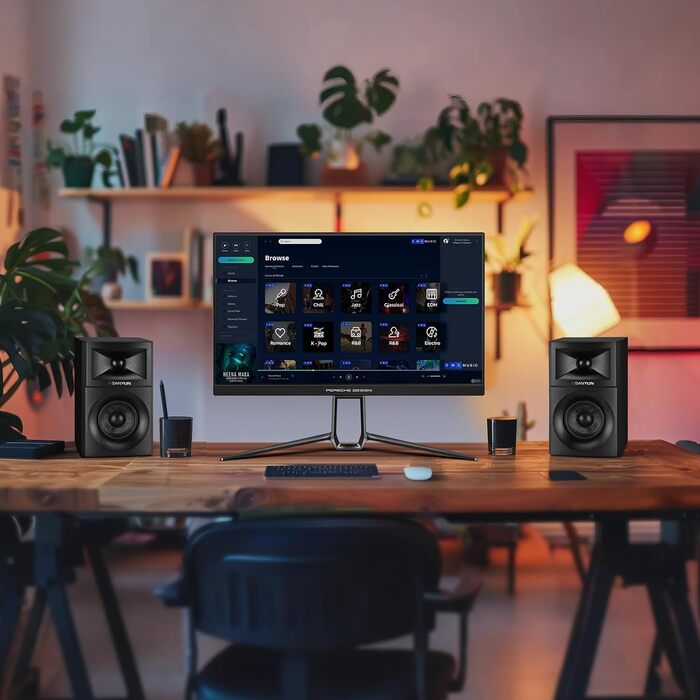 Акустична система Sanyun SW203 4.0 - 60W, 4-Way, DSP, 3D звук, USB/Bluetooth 5.4, для студії, червона