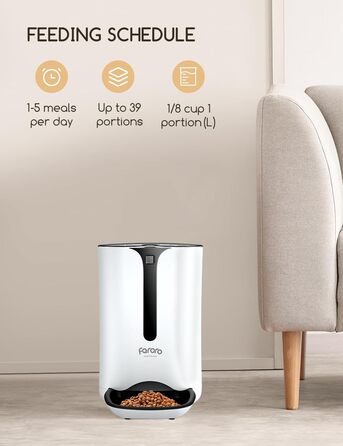 Автомат годування котів Faroro WiFi з відеокамерою 3MP HD, нічне бачення, об'єм 4L, для котів/собак, двосторонній зв'язок, керування через APP, детекція руху, подвійний привід (7L)