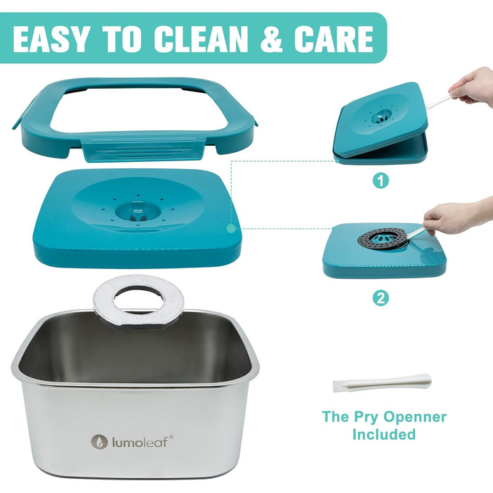 Миска для води для собак LumoLeaf, 4 літри, не протікає, з нержавіючої сталі, антиковзаюча, для подорожей, з фільтром, блакитна