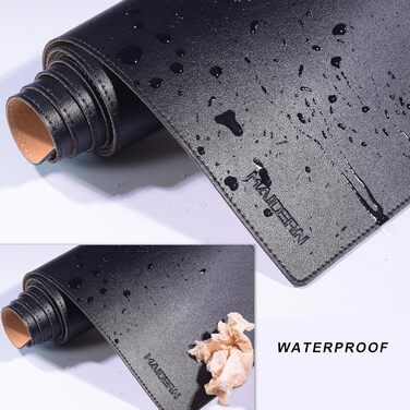 Підкладка під стіл Kork & Leder MAIDERN 100 x 60 см, двостороння, велика, вологостійка, для офісу та дому (чорний)