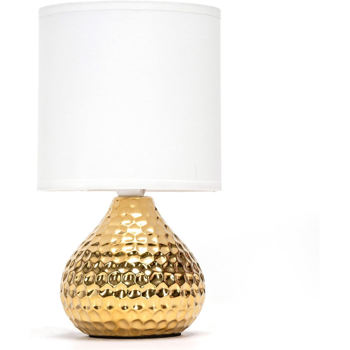 Лампа настільна Aigostar керамічна, вінтажна з абажуром з тканини, патрон E14, max.40W, сучасна, нічник для спальні, вітальні, офісу (без лампочки) - H235mm, золото - H23.5cm