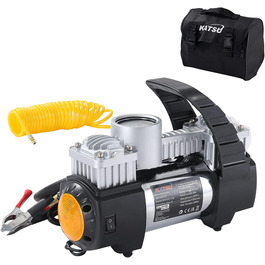 Автомобільний повітряний компресор KATSU 12V 30A, 150PSI, подвійний циліндр, портативний насос для шин авто, вантажівок, велосипедів