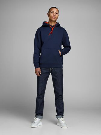Чоловічий худі з капюшоном JACK & JONES RDD Logo, темно-синій (Navy Blazer), розмір S