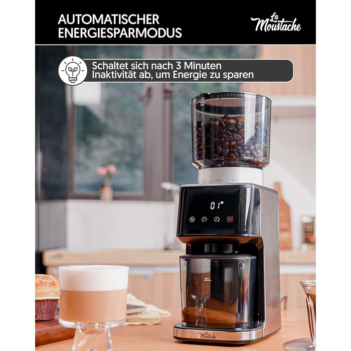 Електрична кавомолка та подрібнювач спецій La Moustache GrindMaster Silver BD-CG018, 165W, нержавіюча сталь, 350г