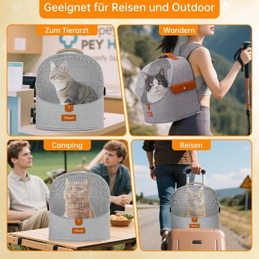 Розширюваний рюкзак для котів - рюкзак-переноска для тварин з дихаючою сіткою 4D, рюкзак для собак та котів до 12 кг (Сірий)