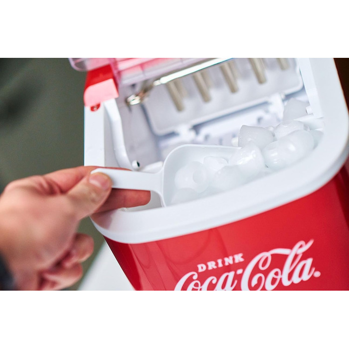 Машина для приготування льоду Salco Coca Cola – 10 кг на день, червоний колір, для коктейлів та вечірок