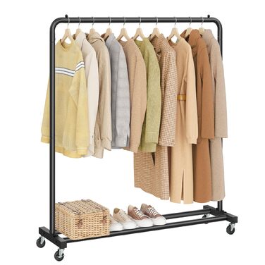 SONGMICS Кільцева вішалка для одягу на коліщатках, чорна, 38 x 110 x 141,5 см, до 50 кг, HSR016BH01