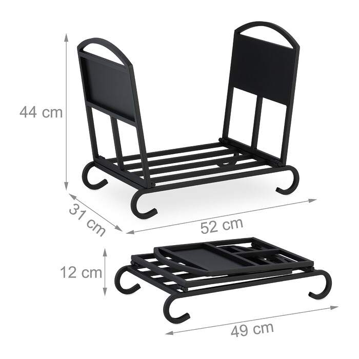 Relaxdays Folding Firewood Basket made of Metal